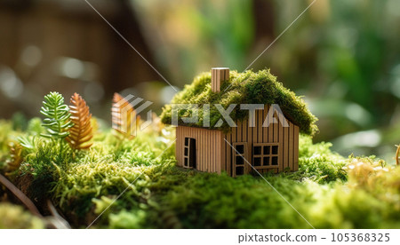 Small wooden eco house  105368325