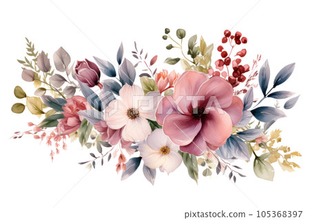 Watercolor floral borber isolated 105368397
