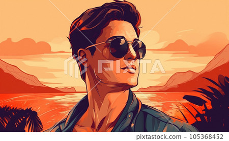 illustration of a young traveling guy with glasses 105368452