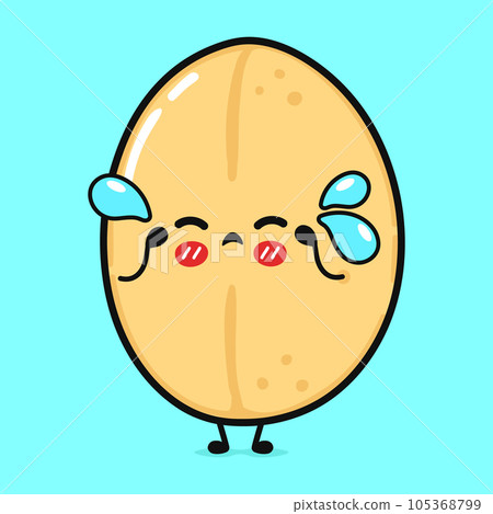 Crying oats character. Vector hand drawn cartoon kawaii character illustration icon. Isolated on blue background. Sad oats character concept 105368799