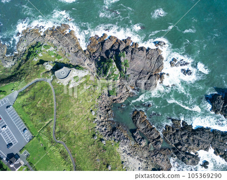 Aerial view "Aomori Prefecture" Blue sea and scenery of Ashigezaki Observatory 105369290