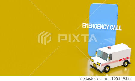 The emergency call on mobile for ambulance or safety concept 3d rendering The emergency call on mobile for ambulance or safety concept 3d rendering 105369333