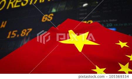 The Chinese flag on business background 3d rendering The Chinese flag on business background 3d rendering 105369334