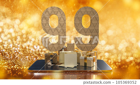The 9.9 number gold on tablet  background for sale or promotion concept 3d rendering 105369352
