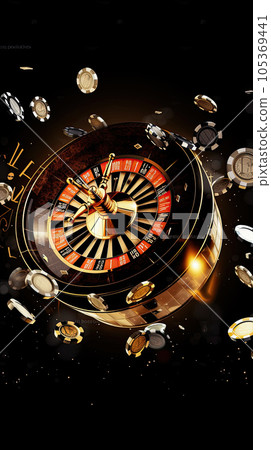 Collage of casino images with a close-up vibrant image of multicolored casino roulette table with poker chips Collage of casino images with a close-up vibrant image of multicolored casino roulette table with poker chips 105369441