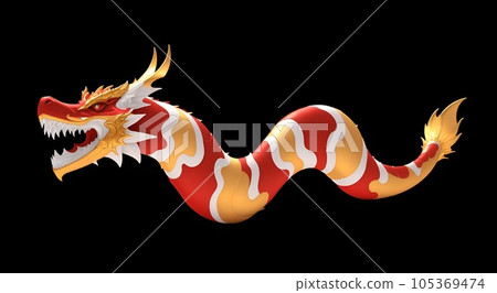 Illustration of a dragon seen from the side with the motif of the year of the dragon 105369474