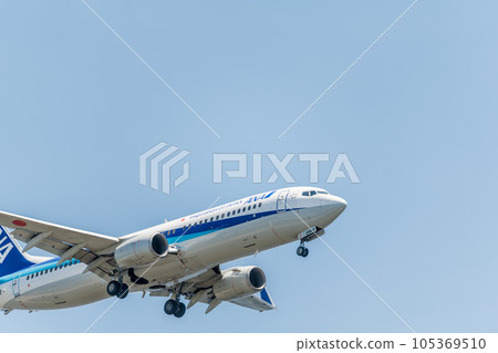 [全日空飛機準備從城南島海濱公園上空降落] 105369510