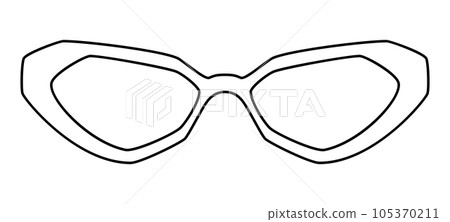 Futuristic frame glasses fashion accessory illustration. Sunglass front view for Men, women, unisex silhouette style 105370211