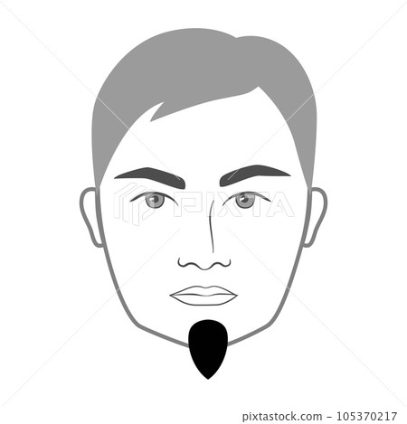 Petit Goatee Beard style men in face illustration Facial hair. Vector black portrait male Fashion template flat barber 105370217