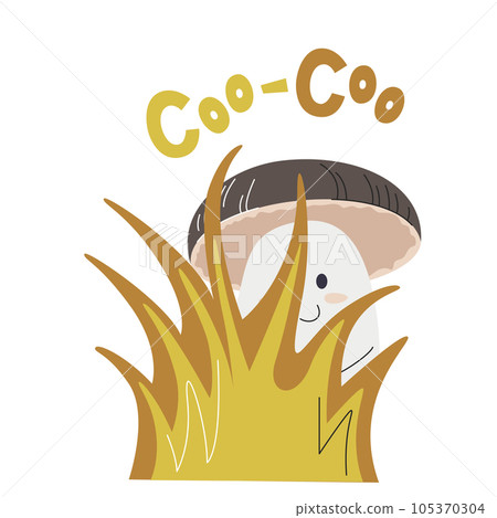 Fungi porcini character hiding in grass isolated Fungi porcini character hiding in grass isolated 105370304