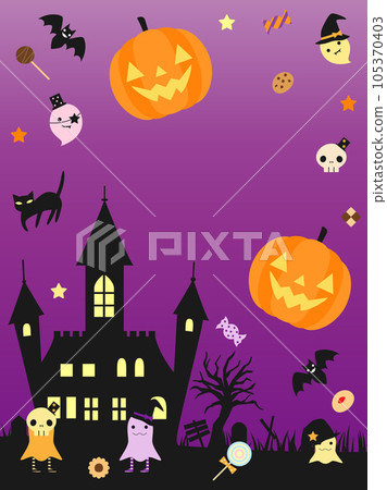 萬聖節卡垂直版本佈滿鬼魂和糖果 萬聖節卡垂直版本佈滿鬼魂和糖果 105370403