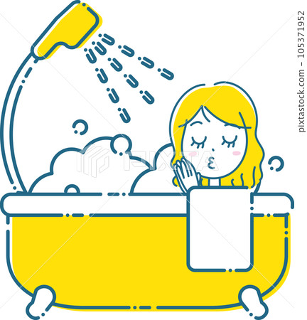 Illustration of a woman getting into a lovely bubbly bathtub Illustration of a woman getting into a lovely bubbly bathtub 105371952
