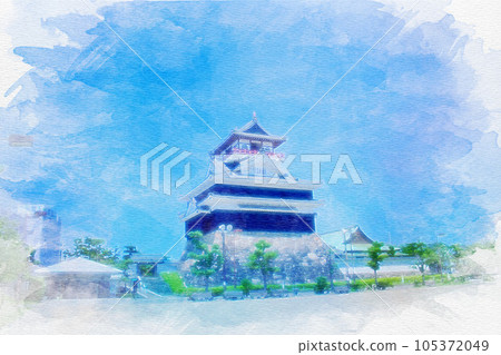 [Aichi Prefecture] Watercolor painting of Kiyosu Castle in Asahi Castle, Kiyosu City 105372049