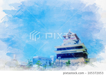 [Aichi Prefecture] Watercolor painting of Kiyosu Castle in Asahi Castle, Kiyosu City 105372053