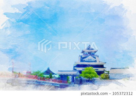 [Aichi Prefecture] Watercolor painting of Kiyosu Castle in Asahi Castle, Kiyosu City 105372312
