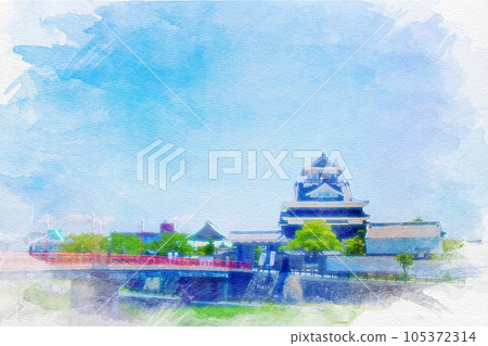 [Aichi Prefecture] Watercolor painting of Kiyosu Castle in Asahi Castle, Kiyosu City 105372314