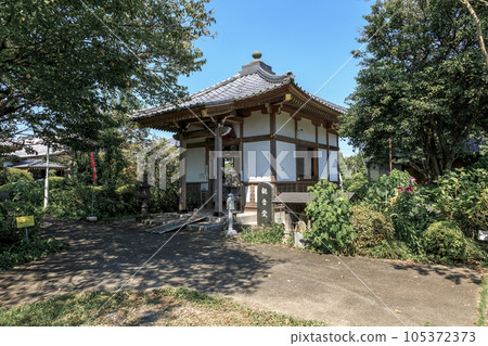 One of the flower temples in Ibaraki with the blue sky in the background. One of the flower temples in Ibaraki with the blue sky in the background. 105372373