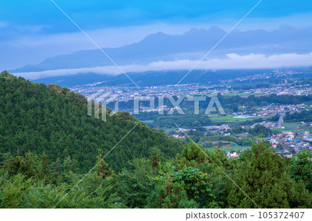 Harunayama Mountains Shibukawa Ikaho cityscape early morning scenery Harunayama Mountains Shibukawa Ikaho cityscape early morning scenery 105372407