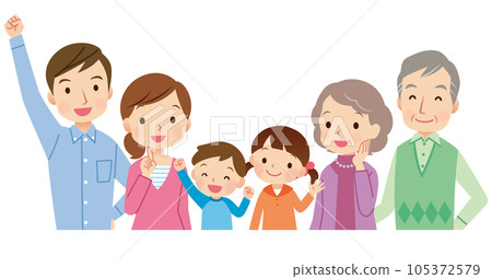 Three-generation family family gathering side by side Three-generation family family gathering side by side 105372579