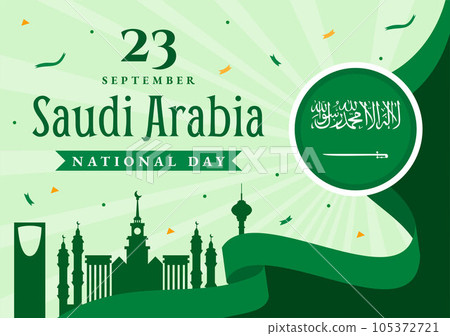 Happy Saudi Arabia National Day Vector Illustration on September 23 with Waving Flag Background in Flat Cartoon Hand Drawn Landing Page Templates Happy Saudi Arabia National Day Vector Illustration on September 23 with Waving Flag Background in Flat Cartoon Hand Drawn Landing Page Templates 105372721