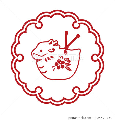 Illustration of a dragon figurine (white) in a snow ring pattern Illustration of a dragon figurine (white) in a snow ring pattern 105372730