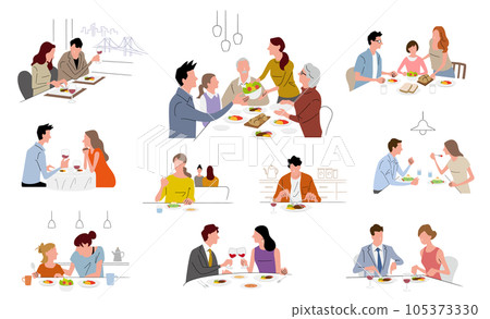 Vector illustration material: people who eat, set Vector illustration material: people who eat, set 105373330