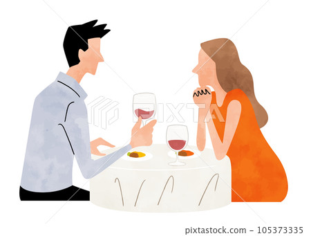 矢量插畫素材：情侶吃飯 105373335