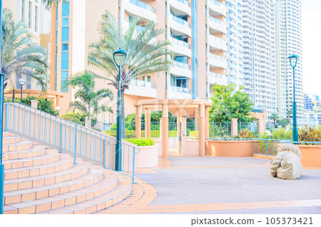 Fashionable stairs leading to residential roads and buildings Fashionable stairs leading to residential roads and buildings 105373421