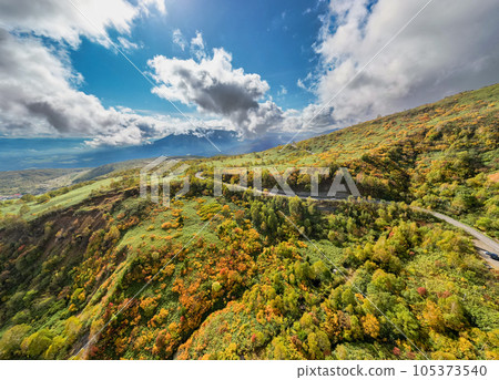 "Iwate Prefecture" Hachimantai and Aspite Line with autumn leaves 105373540
