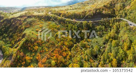"Iwate Prefecture" Hachimantai and Aspite Line with autumn leaves 105373542