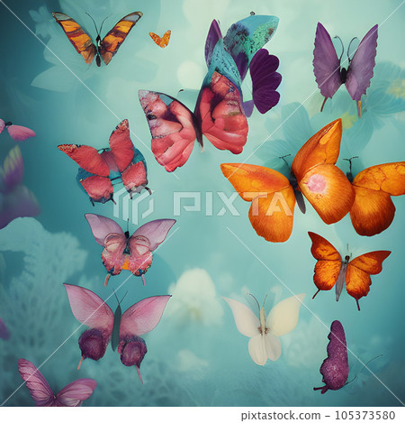 Butterfly abstract background, with lot of different butterfly, random element pattern design 105373580