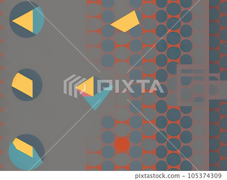 Abstract Bauhaus geometric pattern background vector circle triangle and square lines color art design. Abstract Bauhaus geometric pattern background vector circle triangle and square lines color art design. 105374309