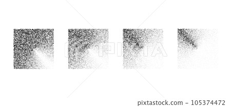 Fading square gradient set. Black dotted texture element collection. Stippled shade object pack. Noise grain dotwork shapes. Radial halftone effect bundle. Vector illustration Fading square gradient set. Black dotted texture element collection. Stippled shade object pack. Noise grain dotwork shapes. Radial halftone effect bundle. Vector illustration 105374472