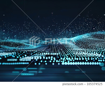 abstract futuristic digital landscape particles on circuit board. abstract futuristic digital landscape particles on circuit board. 105374525