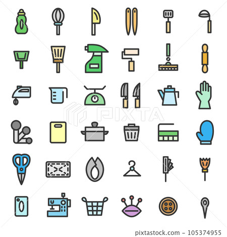 Color daily necessities simple illustration icon set 105374955