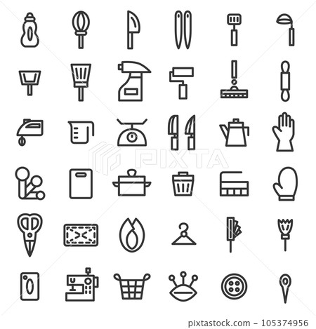 Simple illustration icon set of line drawing daily necessities 105374956