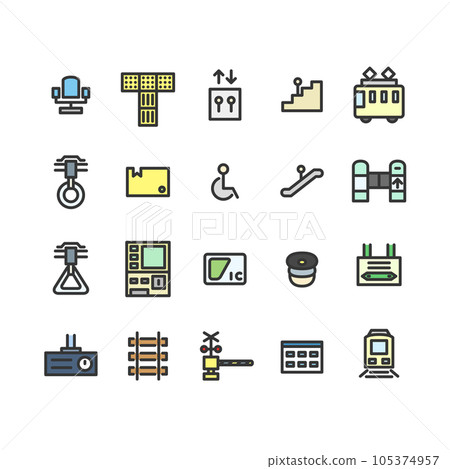 Color station related simple illustration icon set Color station related simple illustration icon set 105374957