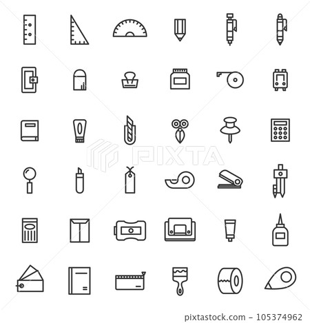 線條畫文具簡單插圖圖標集 105374962