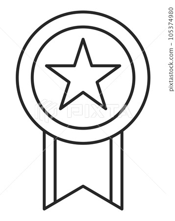 Line drawing medal icon title star Line drawing medal icon title star 105374980