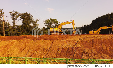Sabo dam construction site in the evening 105375101