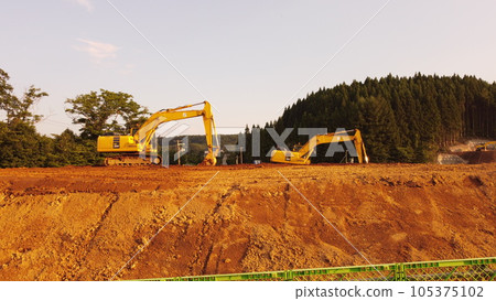 Sabo dam construction site in the evening 105375102