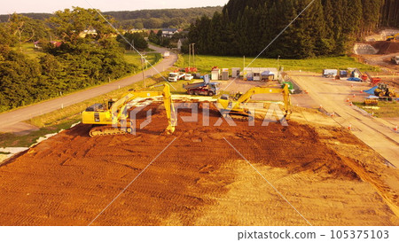 Sabo dam construction site in the evening 105375103