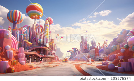 future fantasy bright pink tone illustration 105376574