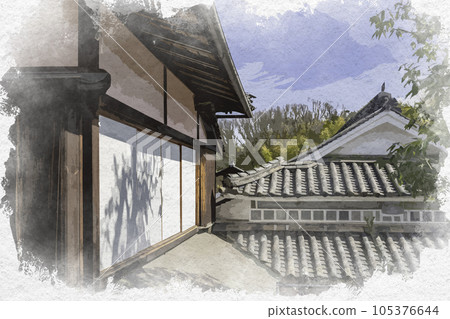 Watercolor style Ato Hakukai Memorial Park Ato Hakukai Former Residence Asakuchi City, Okayama Prefecture 105376644