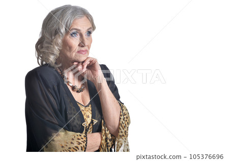 portrait of sad senior woman posing portrait of sad senior woman posing 105376696