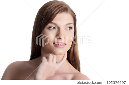 Close up portrait of beautiful young woman with perfect skin 105376697