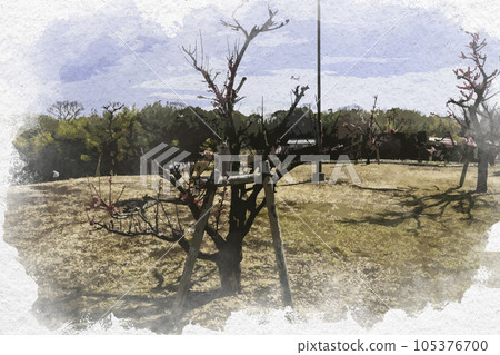 Watercolor-style Ato Hakukai Memorial Park, Ryuho no Oka, Asakuchi City, Okayama Prefecture 105376700