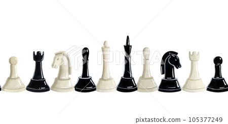 Chess Pieces King Queen Black White Stock Photo