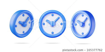 3D Set of Round Wall Clock in Different Angles 3D Set of Round Wall Clock in Different Angles 105377762