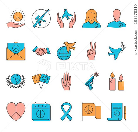 Peace icon set in line style Peace icon set in line style 105378310